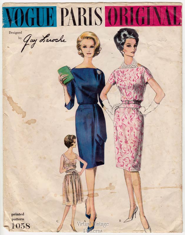 1960s Guy Laroche Dress Pattern, Vogue Paris Original 1058, Vintage Sewing Patterns