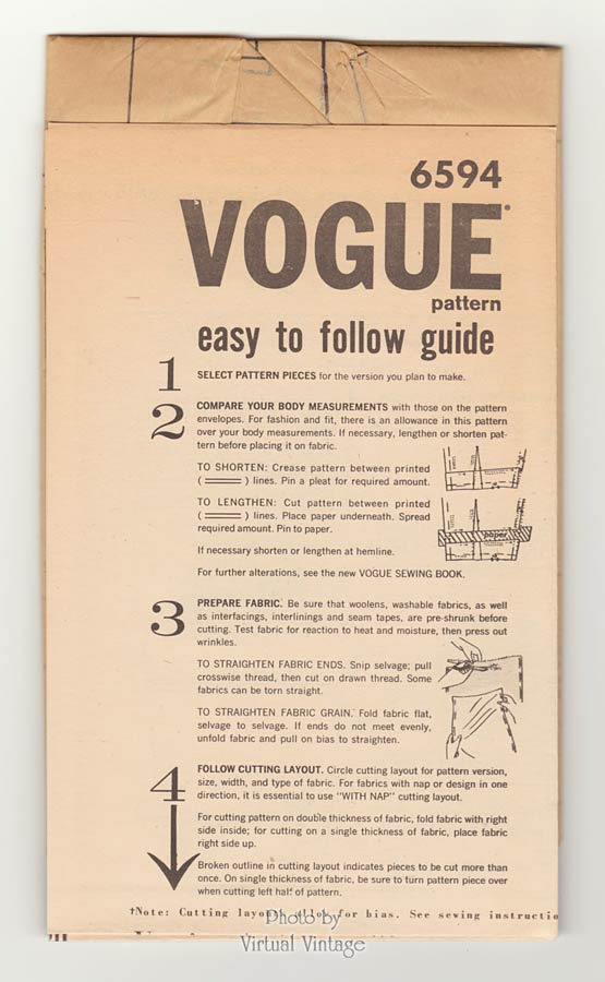 Vogue 6594 1960s Smock Dress Pattern, Bust 34, Uncut