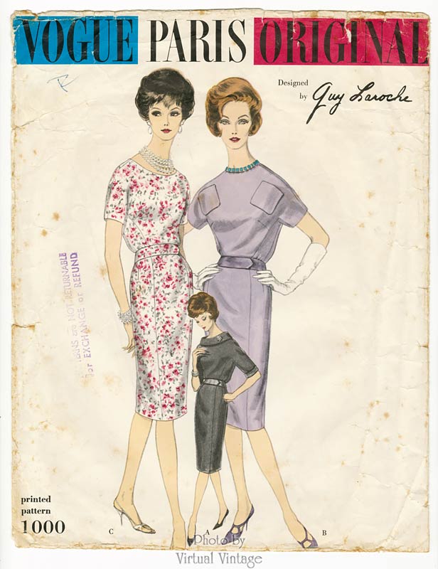 60s Guy Laroche Dress Pattern, Vogue Paris Original 1000, Vintage Sewing Patterns