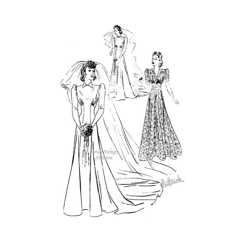 1930s Wedding Dress Pattern, Butterick 8543, Vintage Sewing Pattern