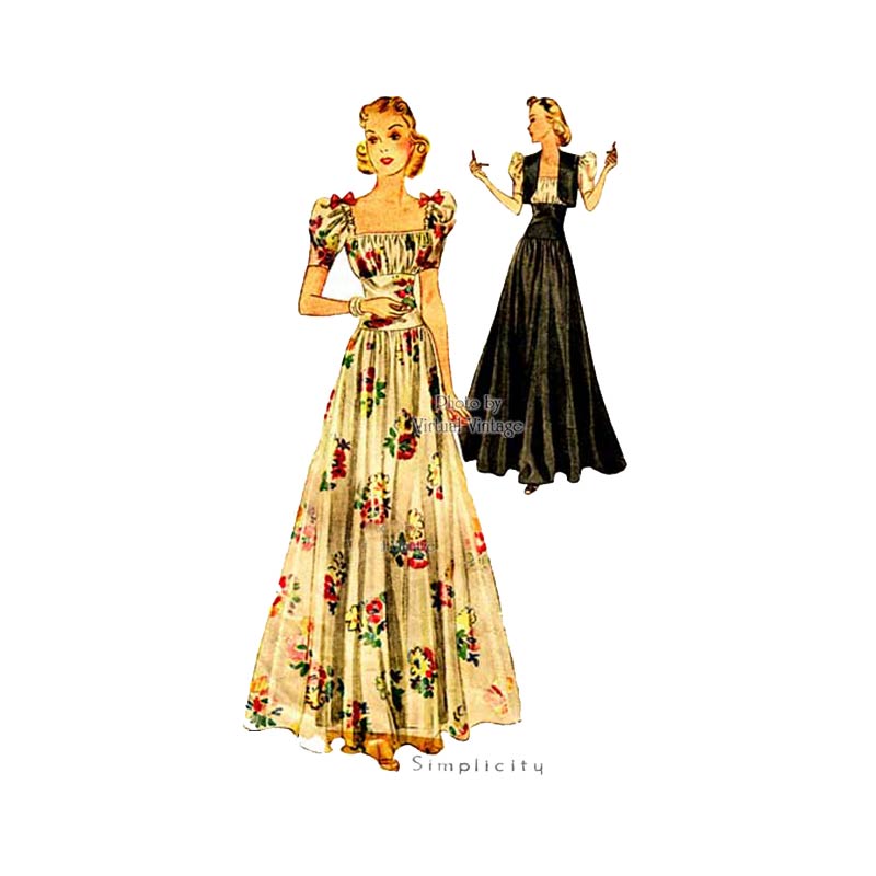 Simplicity 2787, 1930s Evening Gown Pattern with Bolero, Bust 36