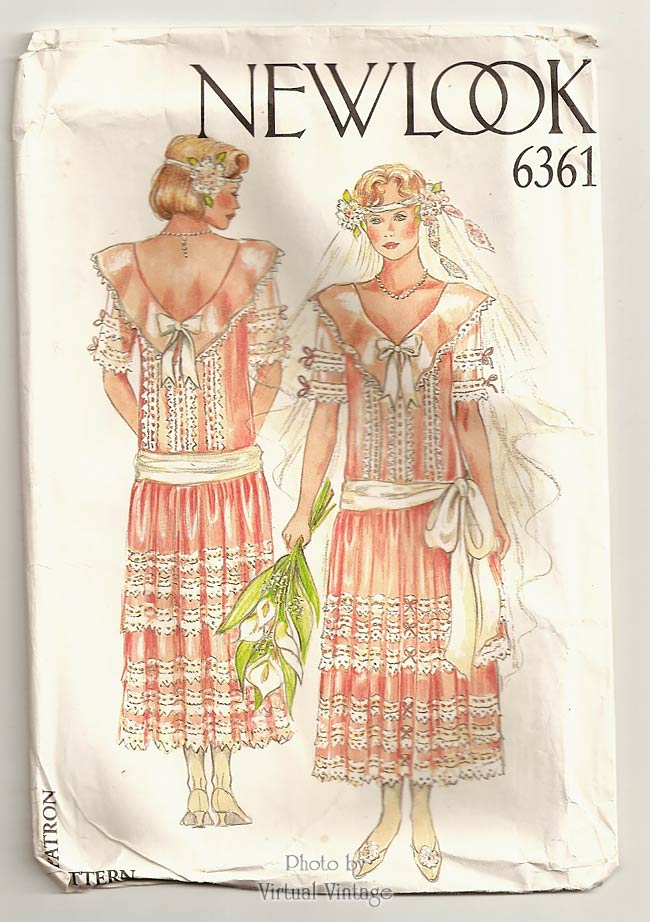 1920s Flapper Style Wedding Dress Pattern, New Look 6361, Sizes 8 to 18, Uncut