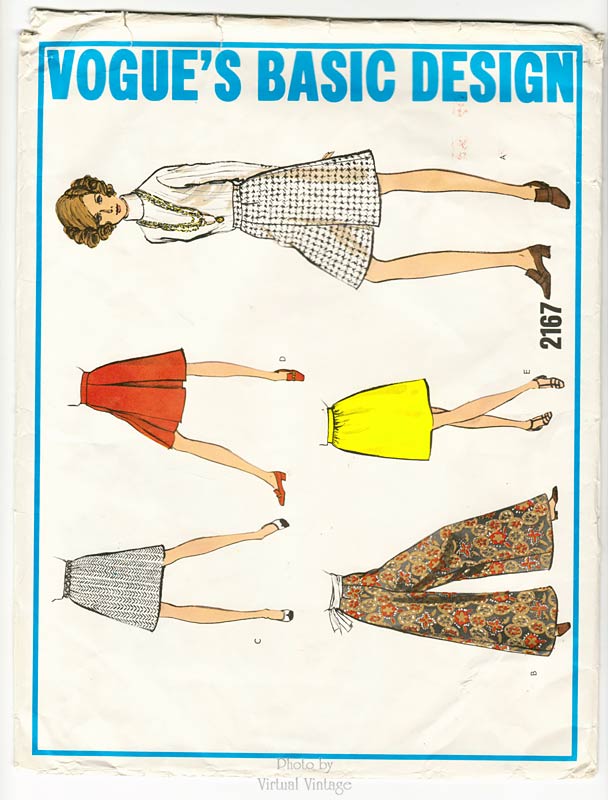 1960s Palazzo Pants Pattern Vogue 2167, Wide Leg Pants, Pantskirt, A-line or Dirndl Skirt, Waist 29