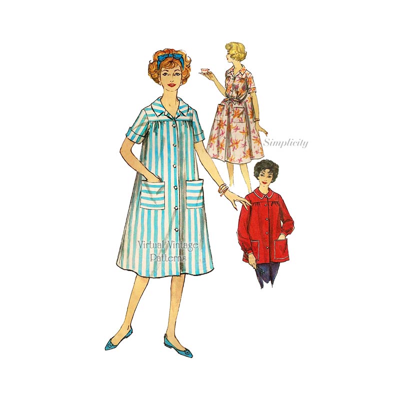 1950s Womens Smock Pattern, Simplicity 2705, Duster & Housedress, Bust 36