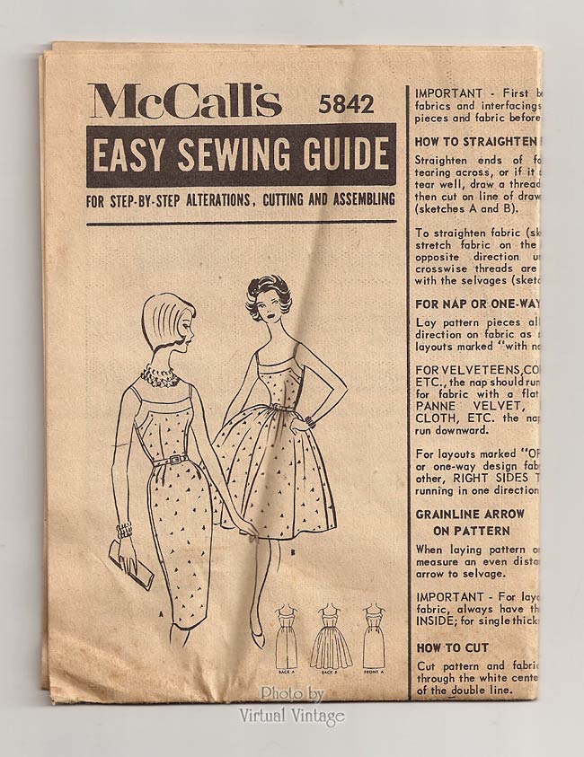 1960s Rockabilly Dress Pattern, McCalls 5842, Vintage Sewing Pattern