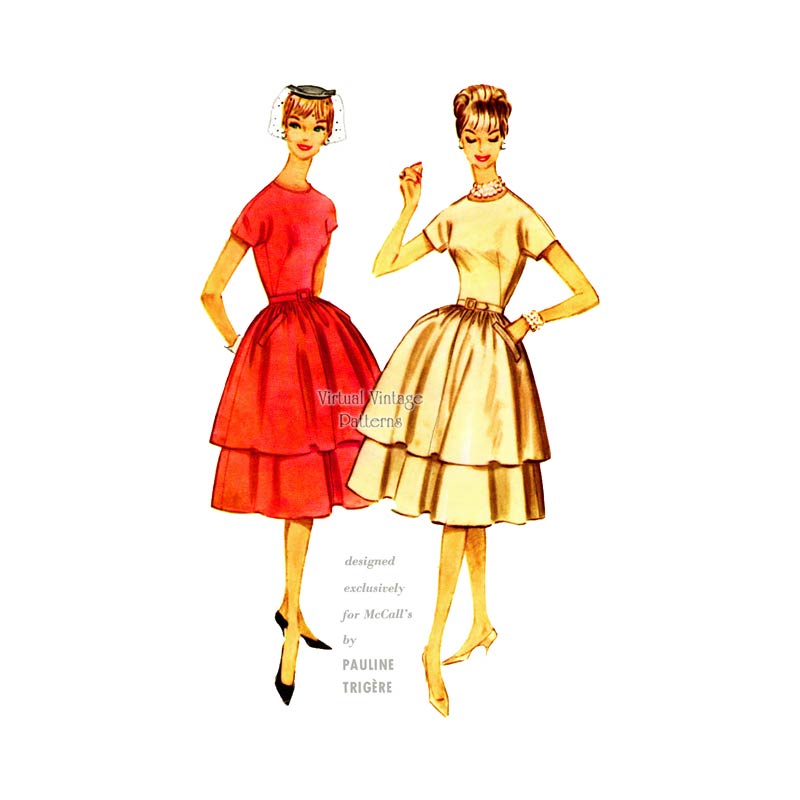 McCalls 5405, Pauline Trigere Cocktail Dress Vintage Sewing Pattern, Uncut