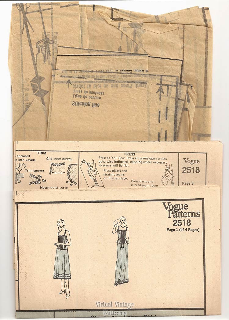 Ralph Lauren Camisole & Skirt Pattern, Vogue 2518, Vintage Sewing Patterns