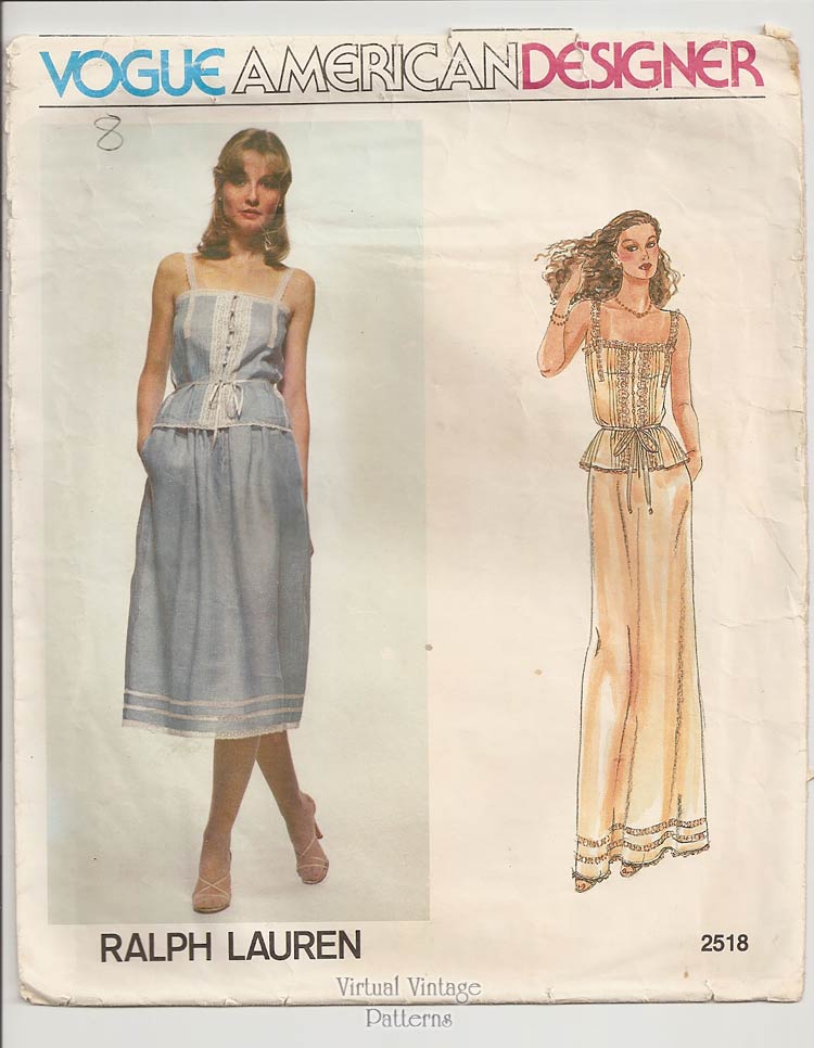 Ralph Lauren Camisole & Skirt Pattern, Vogue 2518, Vintage Sewing Patterns