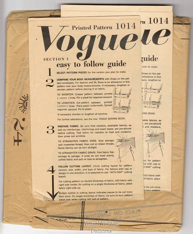 60s Vogue Couturier Pattern 1014, Irene Galitzine Coat & Dress, Bust 34, Uncut