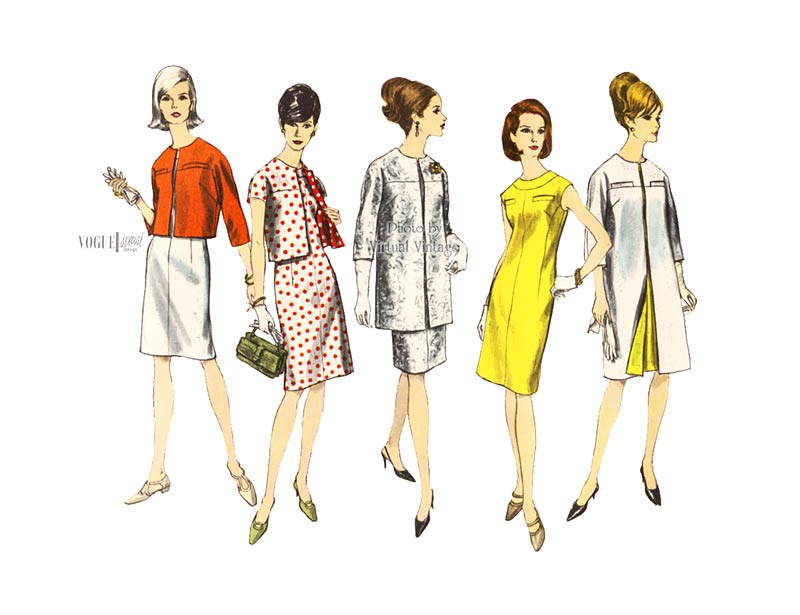 Vogue 6740, 60s Sheath Dress Pattern with A-line Coat or Cropped Jacket, Bust 34 Uncut