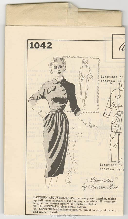 50s Asymmetrical Dress Pattern, Spadea 1042, Bust 34 Petite Dress Pattern by Sylvan Rich