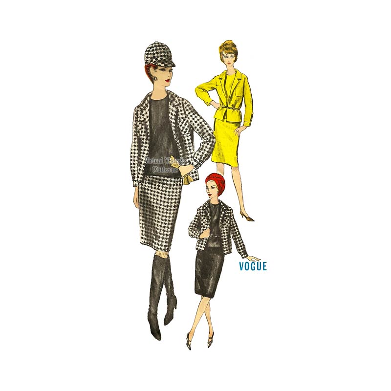Vintage Womens Suit Pattern, Vogue 6040, Jacket, Overblouse & Slim Skirt Patterns