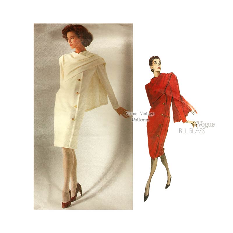 Vintage Vogue American Designer 2394, Bill Blass Dress Pattern, Sizes 8 10 12, Uncut