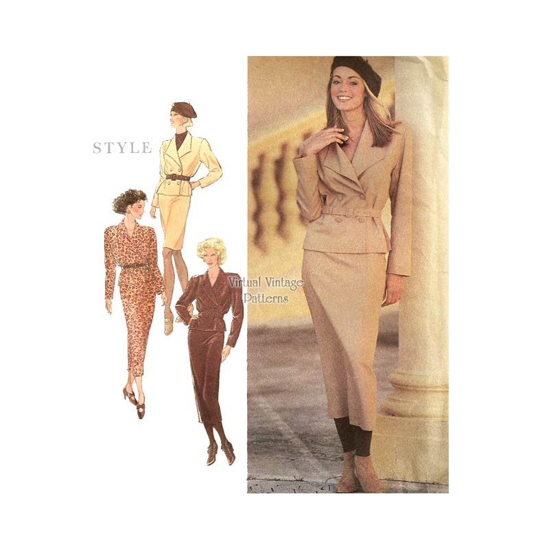 Womens Jacket & Skirt Patterns Style 2326, Double-breasted Jacket and Slim Skirt Sizes 8 to 18 Uncut