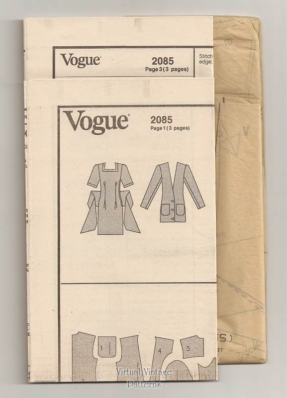 1980s Mini Dress Pattern, Vogue 2085, Jacket & Dress by Betty Jackson, Sizes 6 8 10 Uncut