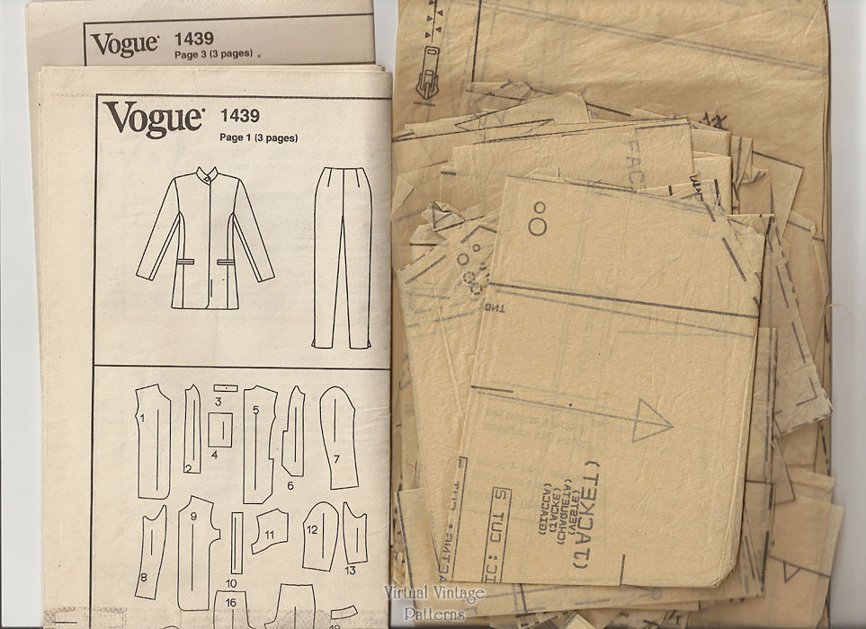 Donna Karan Sewing Pattern, Vogue 1439, Ladies Nehru Jacket & Tapered Pants, Sizes 8, 10