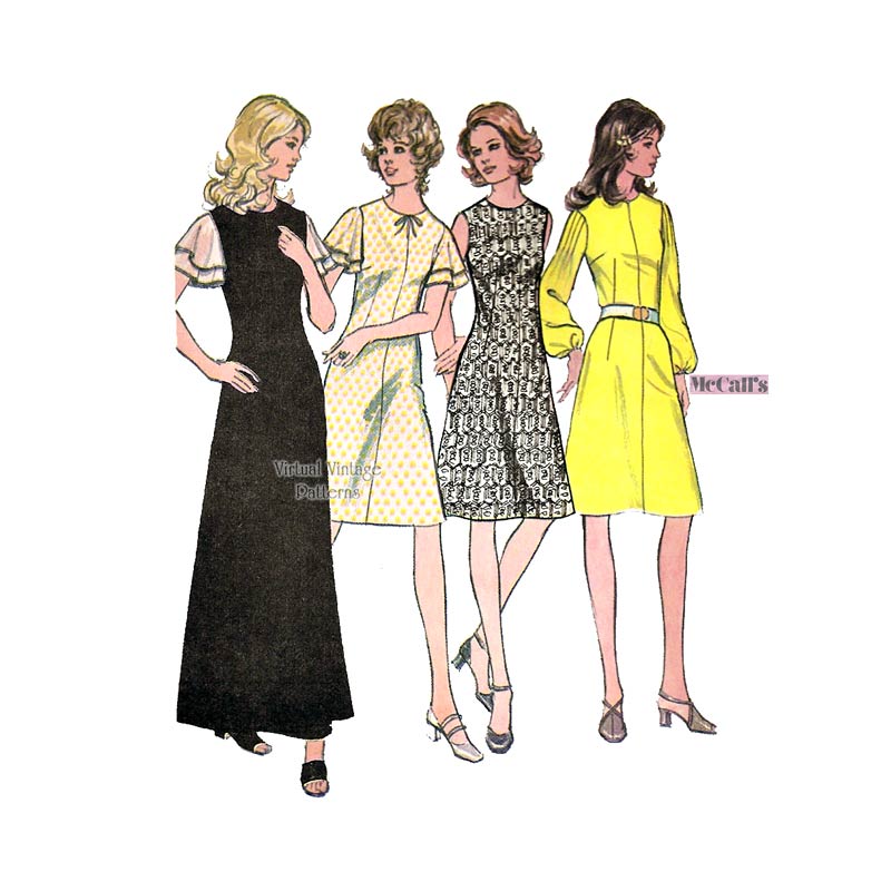 Vintage Maxi Dress Pattern, McCalls 3139, Easy Sewing Dresses, Bust 34 Uncut