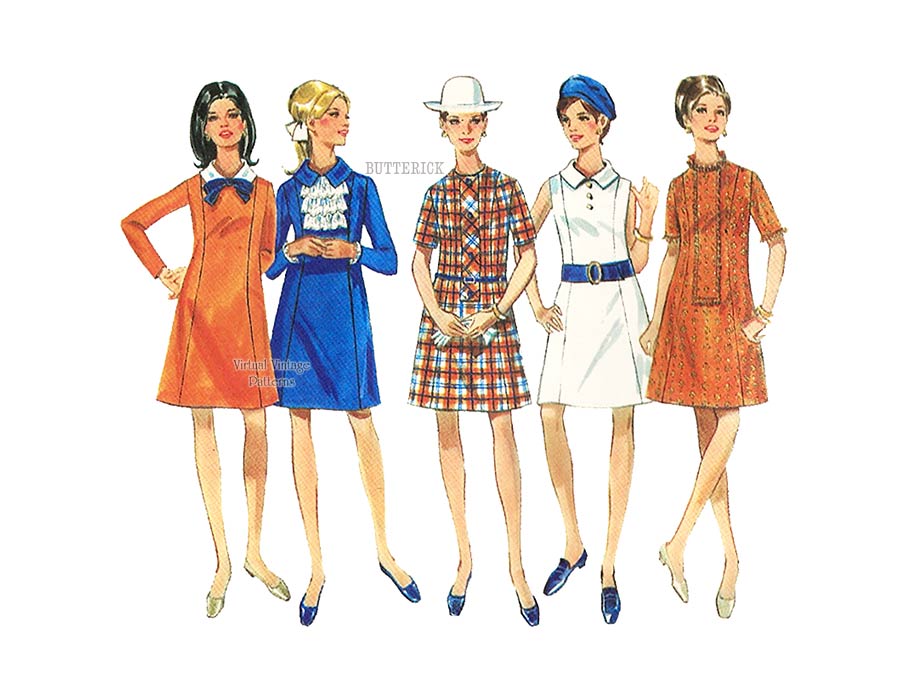 A Line Dress Vintage Sewing Pattern, Butterick 5022, Bust 36, Uncut