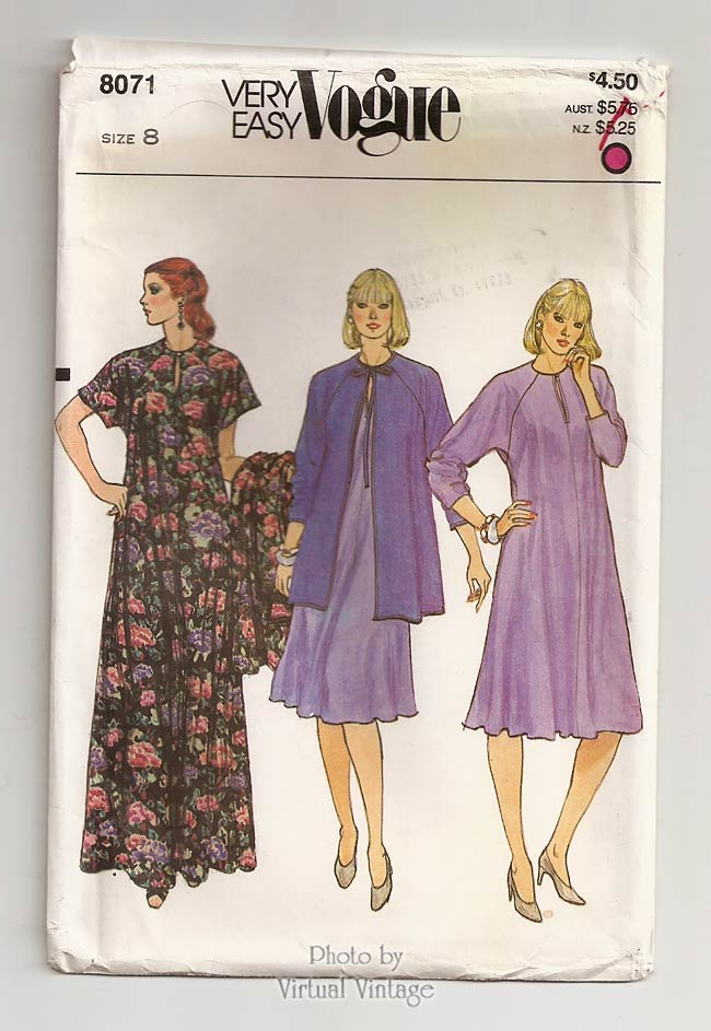 Maternity Kaftan Maxi Dress Pattern, Very Easy Vogue 8071, Jacket & Dress, Uncut