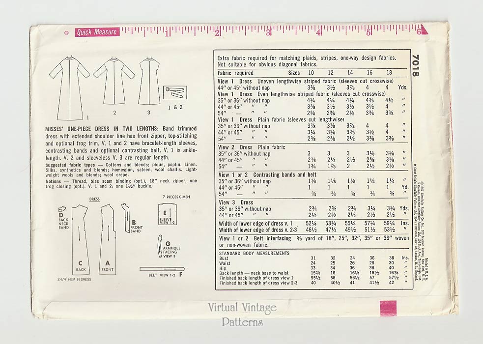 1960s Caftan Dress Pattern, Simplicity 7018, A Line Dresses, Uncut