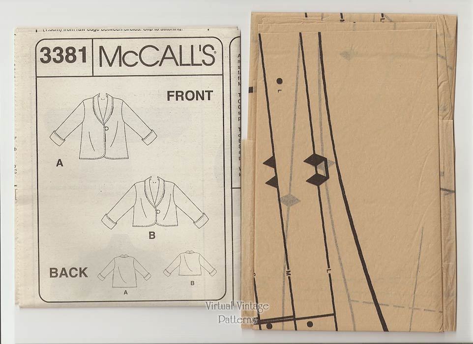 Womens Easy Fleece Jacket Pattern, McCalls 3381, Reversible Jacket, S, M, L, Uncut