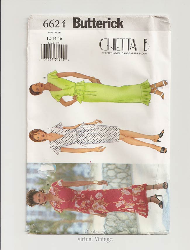 Chetta B Wrap Peplum Top & Skirt Pattern, Butterick 6624, Bust 34 36 38, Uncut