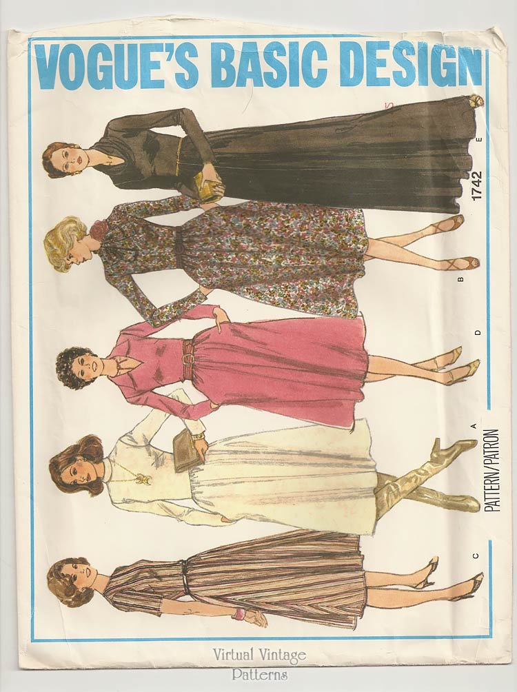 Cowl Neck Maxi Dress Pattern, Vogue Basic Design 1742, Day or Evening Dress, Bust 34, Uncut