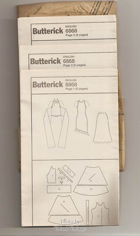 Chetta B Sleeveless Dress Pattern, Butterick 6868, Halter Top, Skirt & Dress, Bust 34 36 38, Uncut