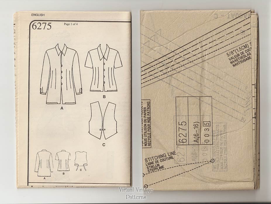 Womens Vest and Blouse Pattern, New Look 6275, Sizes 6 to 16, Uncut