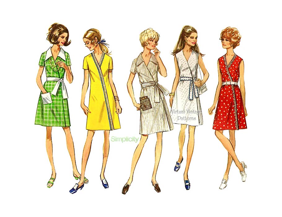 1970s Vintage Wrap Dress Pattern, Simplicity 8736, Bust 34, Uncut