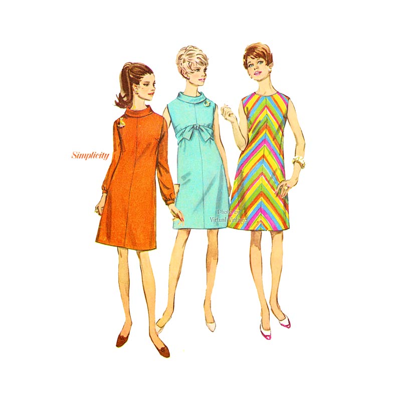 60s A Line Dress Pattern Simplicity 7474, Vintage Sewing Pattern, Uncut