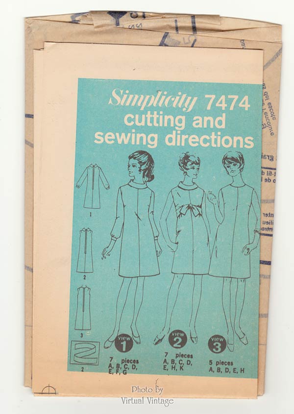60s A Line Dress Pattern Simplicity 7474, Vintage Sewing Pattern, Uncut
