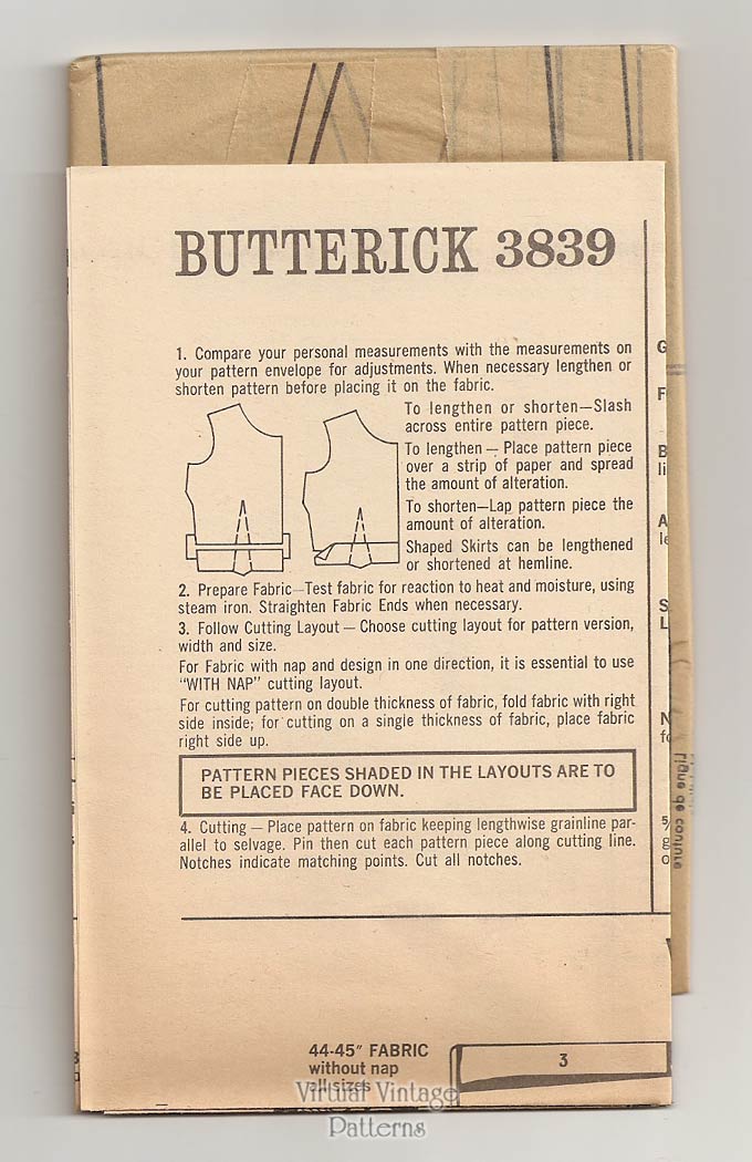 60s Semi-fitted Shift Dress Pattern, Butterick 3839, Bust 34, Uncut