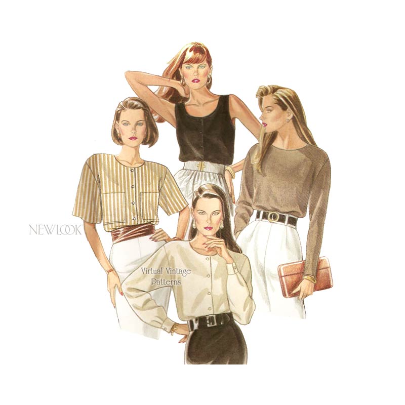 Womens Blouse Patterns, New Look 6250, Sleeves or Sleeveless Tank, Size 8 to 18, Uncut