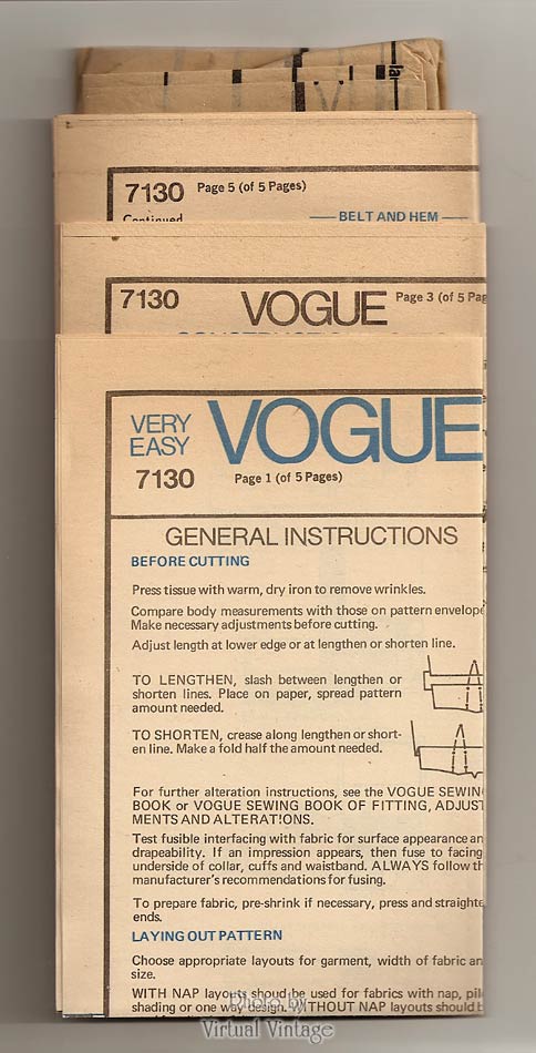Very Easy Vogue Sewing Pattern 7130, Tunic, Top, Belt, Skirt, Pants, Size 14 to 16, Uncut