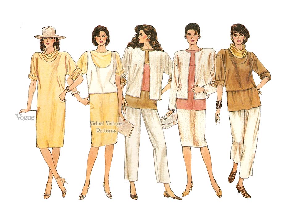 Vogue Sewing Pattern 8992, Womens Jacket, Vest, Dress, Top, Pants & Skirt, Size 8 10 12, Uncut