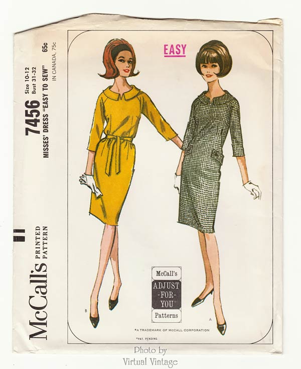 1960s Easy Sewing Shift Dress Pattern, McCalls 7456, Uncut