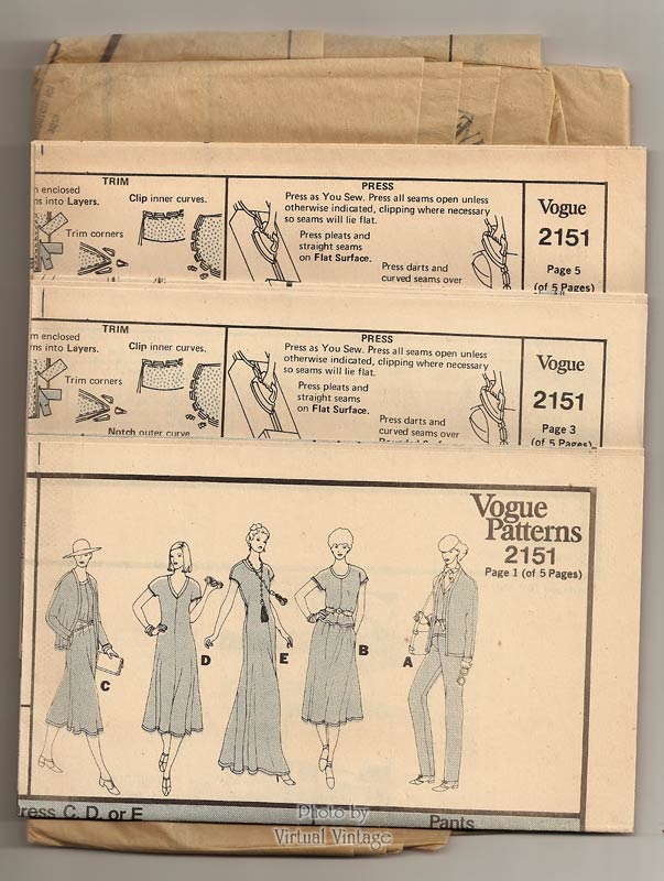 Stretch Knit Maxi Dress Pattern, Vogue 2151, Jacket, Top or Dress, Pants & Skirt, Bust 36, Uncut