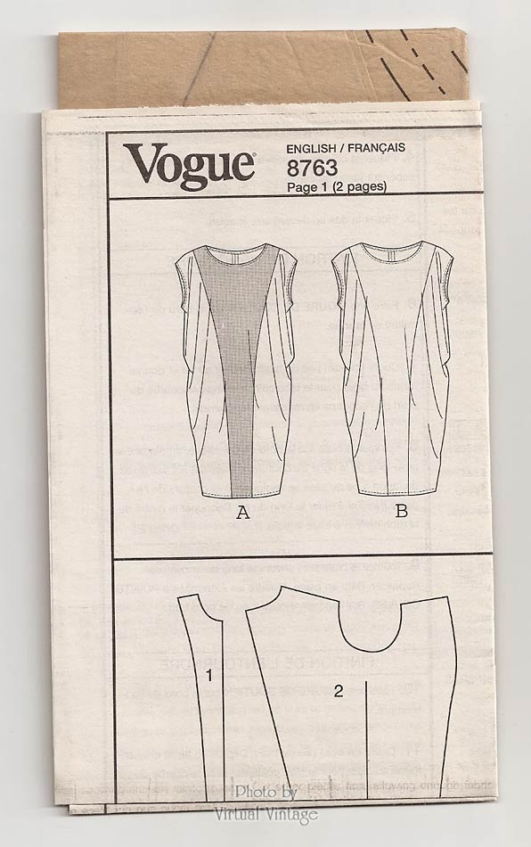 Draped Dress Pattern, Vogue V8763, Color Block Dress Sewing Pattern, Size 14 to 22, Uncut