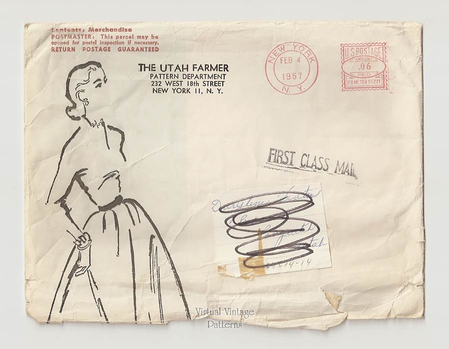 1950s Rockabilly Dress Sewing Pattern, Mail Order 4614, Full Skirt Dress, Bust 34, Uncut