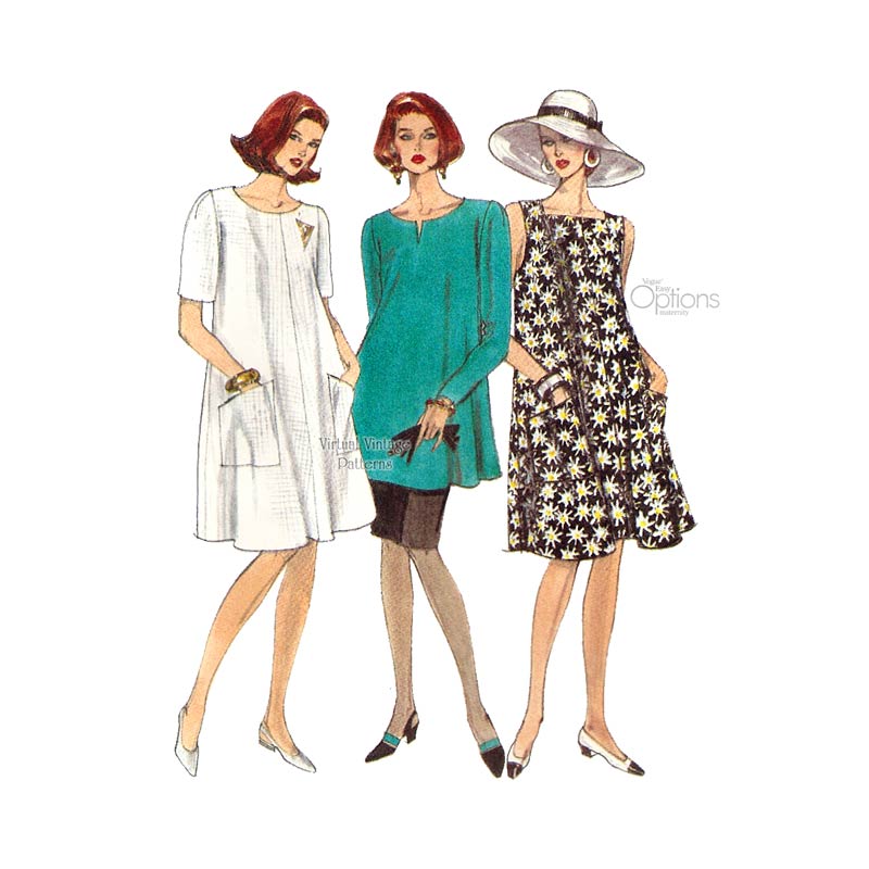 Easy Maternity Dress Pattern, Vogue 8300, Sundress, Tunic & Skirt, Size 6 8 10, Uncut