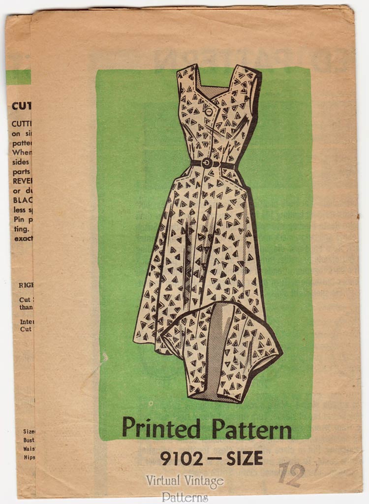 1950s Sundress Pattern, Mail Order 9102, Bolero & Dress Vintage Patterns
