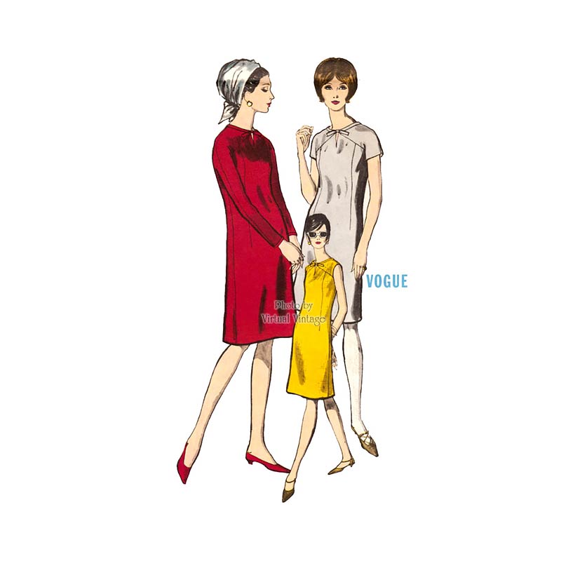 1960s Mod Shift Dress Pattern, Vogue 6572, Easy Sewing Pattern, Bust 34, Uncut
