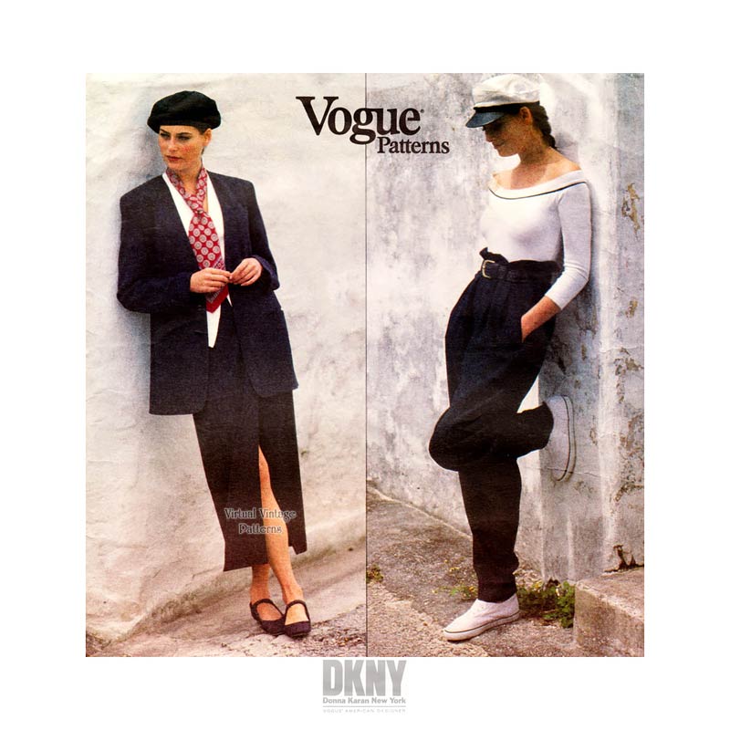 90s Vogue American Designer 2938, DKNY Womens Jacket, Wrap Skirt & Pants Patterns, Sizes 8 10 12