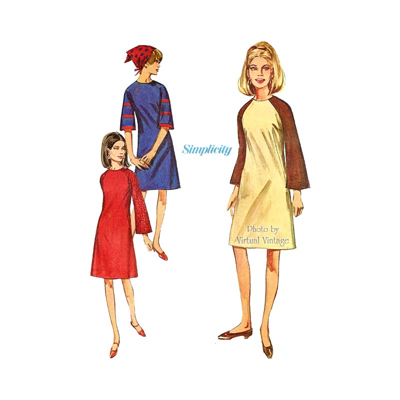 Vintage Color Block Dress Pattern, Simplicity 6730, Easy Sewing Pattern, Uncut