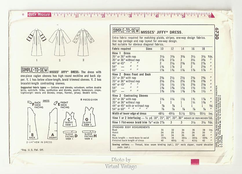 Vintage Color Block Dress Pattern, Simplicity 6730, Easy Sewing Pattern, Uncut