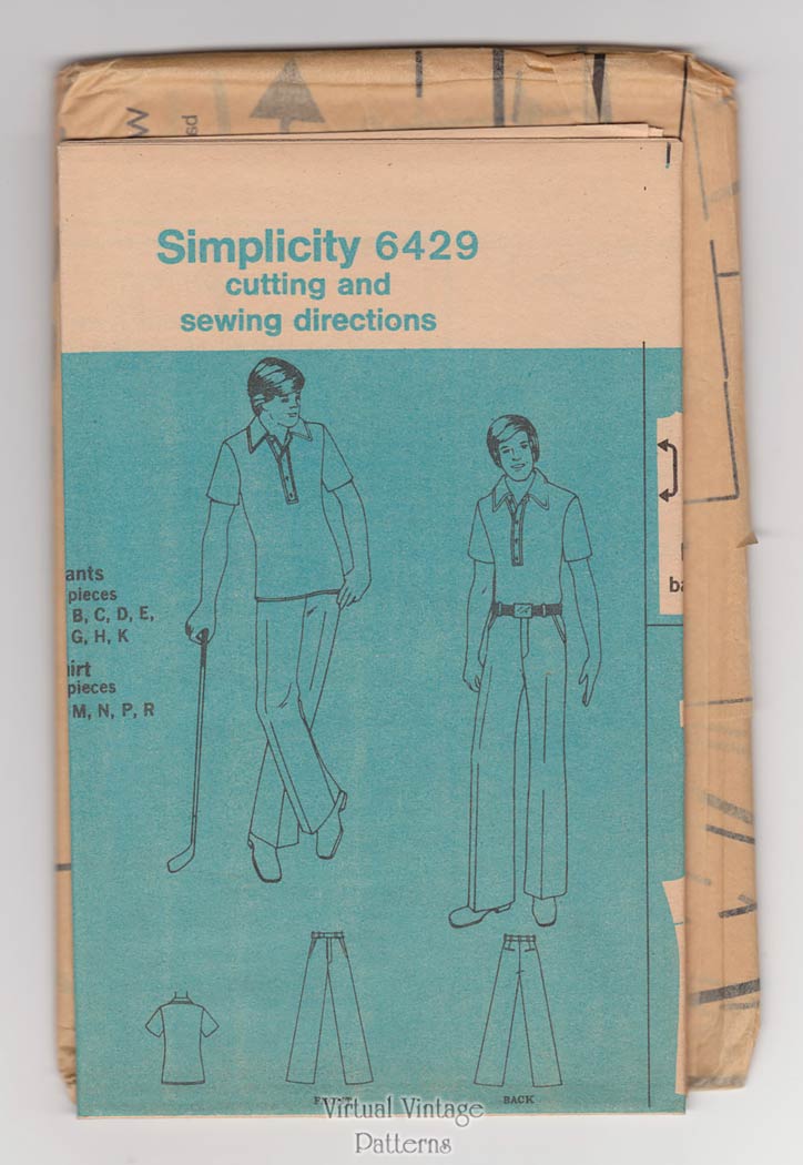 Mens Shirt & Pants Patterns, Simplicity 6429, Size 46, Uncut