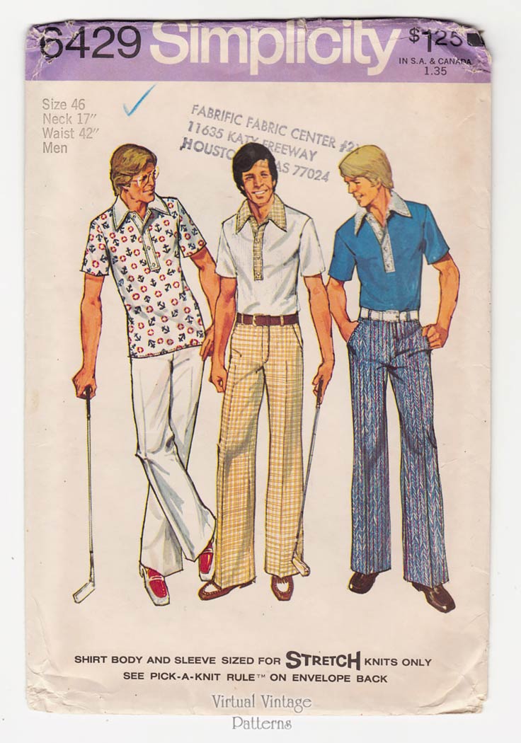 Mens Shirt & Pants Patterns, Simplicity 6429, Size 46, Uncut