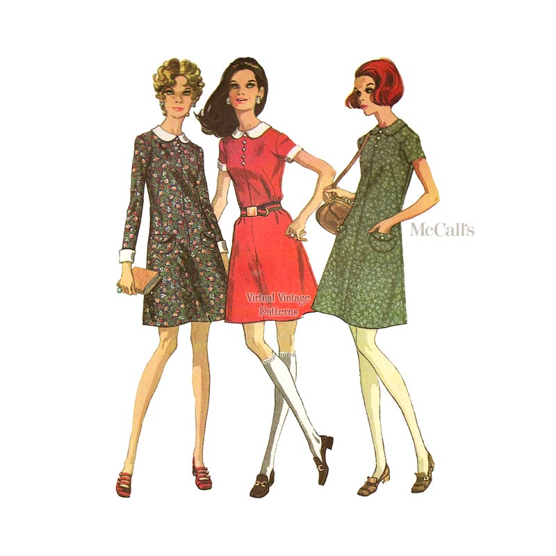 McCalls 2047, 1960s A-line Dress Pattern, Bust 34, Uncut
