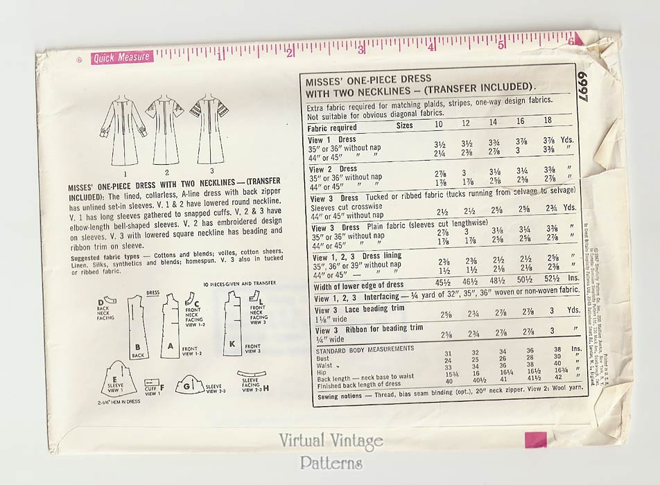 Bell Sleeve Dress Pattern, Simplicity 6997, A-Line Dresses